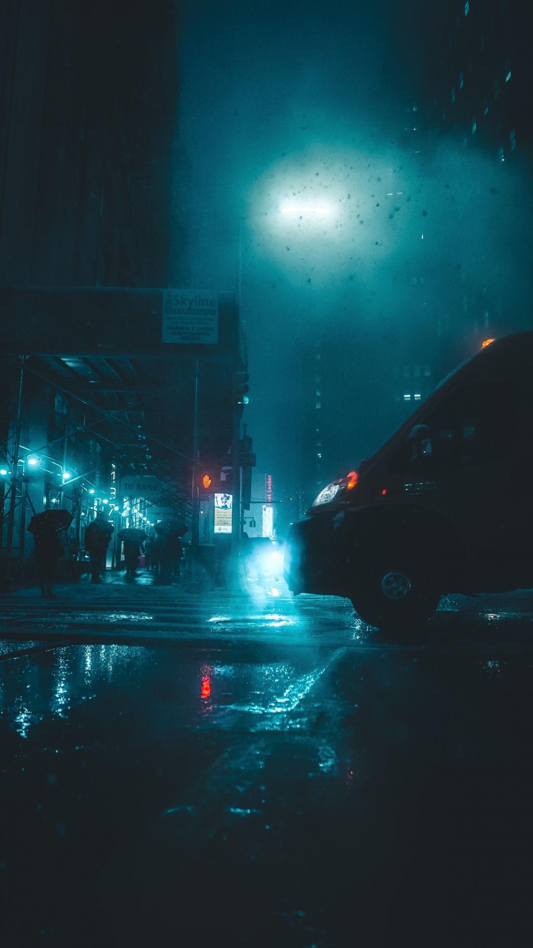 Wallpaper Street Dark Rain Dusk Night