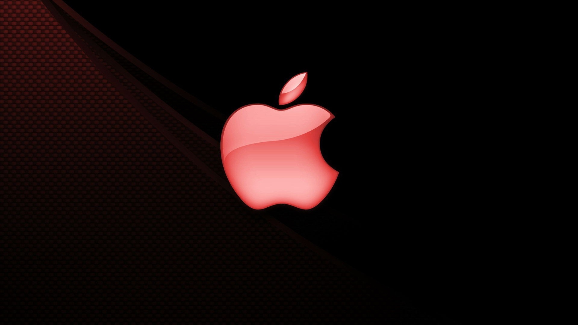 Light Red Apple Mac Logo With Dark Background Wallpaper