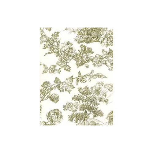 Wallpaper French Country Green Rooster Toile On Cream