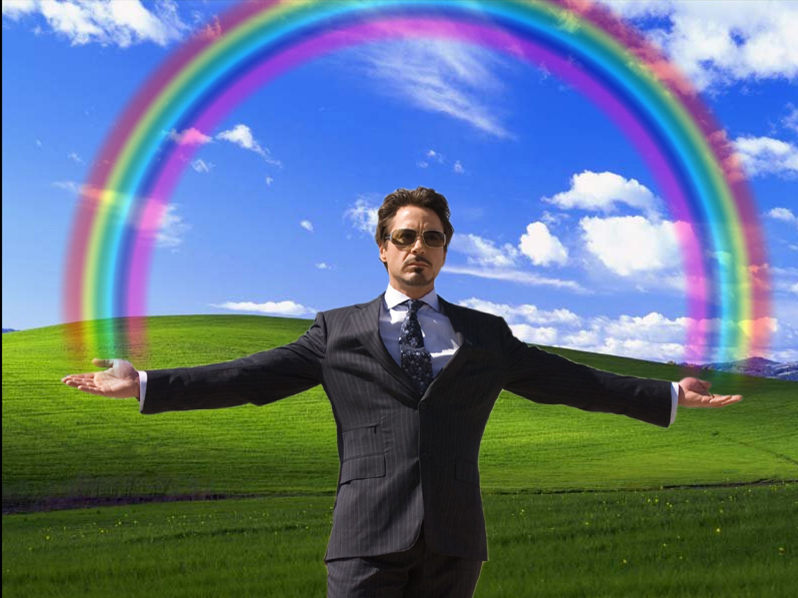 Windows Xp Rainbows Tony Stark Robert Downey Jr Wallpaper