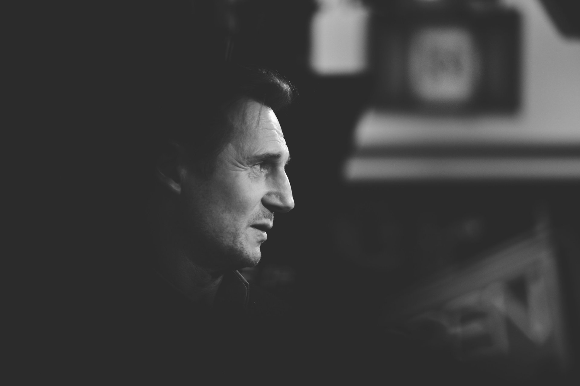 Black White Portrait Celebrity Liam Neeson 4k Ultra HD Wallpaper