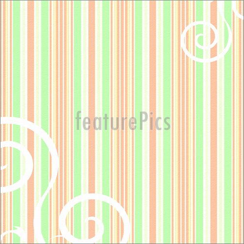 Illustration Of Retro Peach And Green Striped Background With Swirls