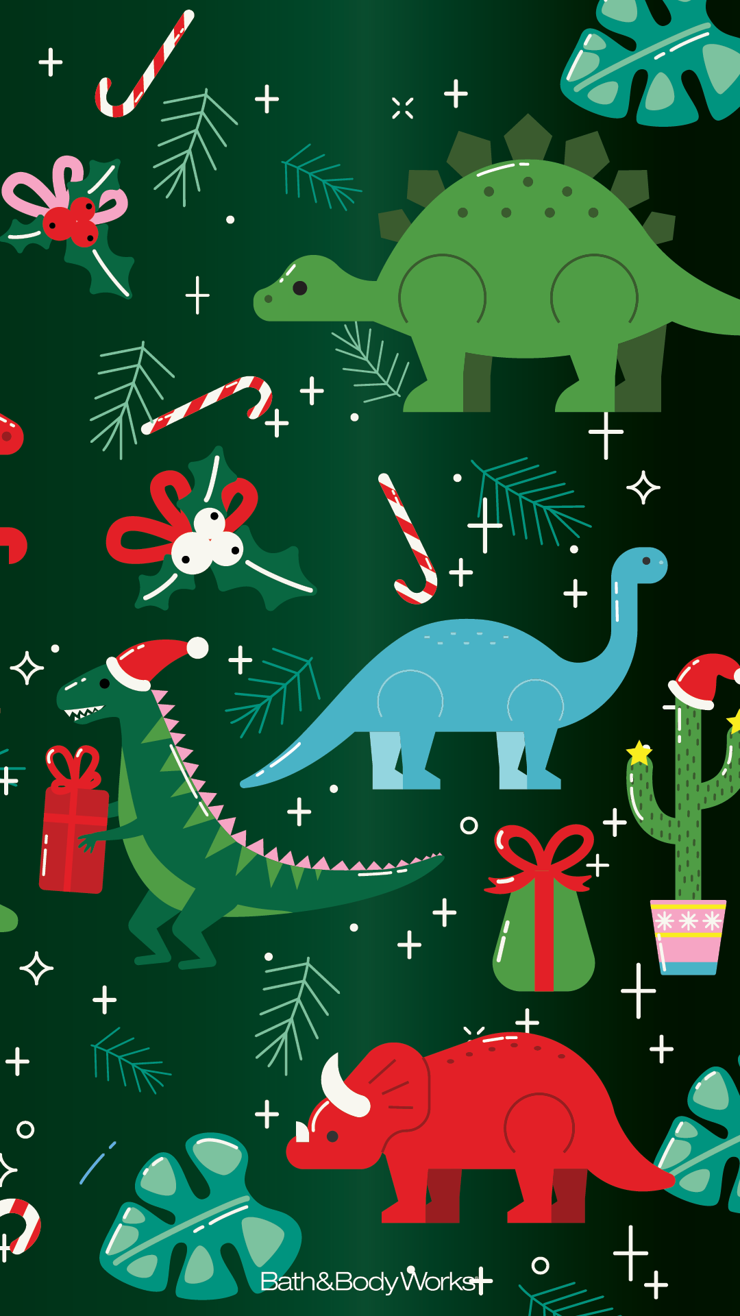 Christmas Dinosaur Wallpaper Tree