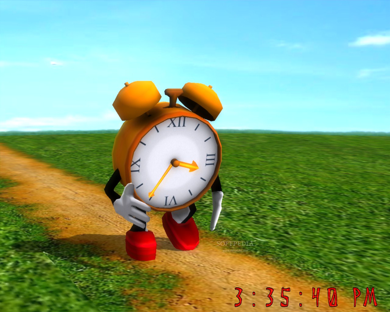 Running Clock 3D Screensaver   This funny screensaver displays a clock
