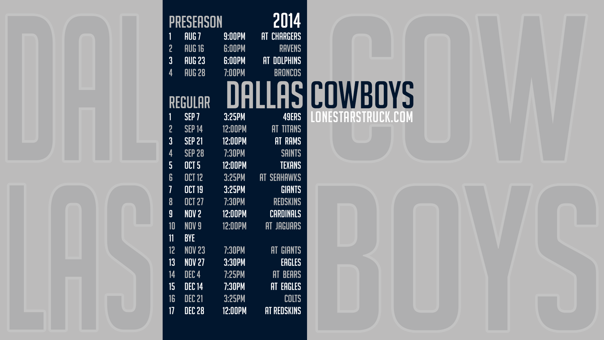 Dallas Cowboys Schedule Wallpaper Season Schedules Desktop