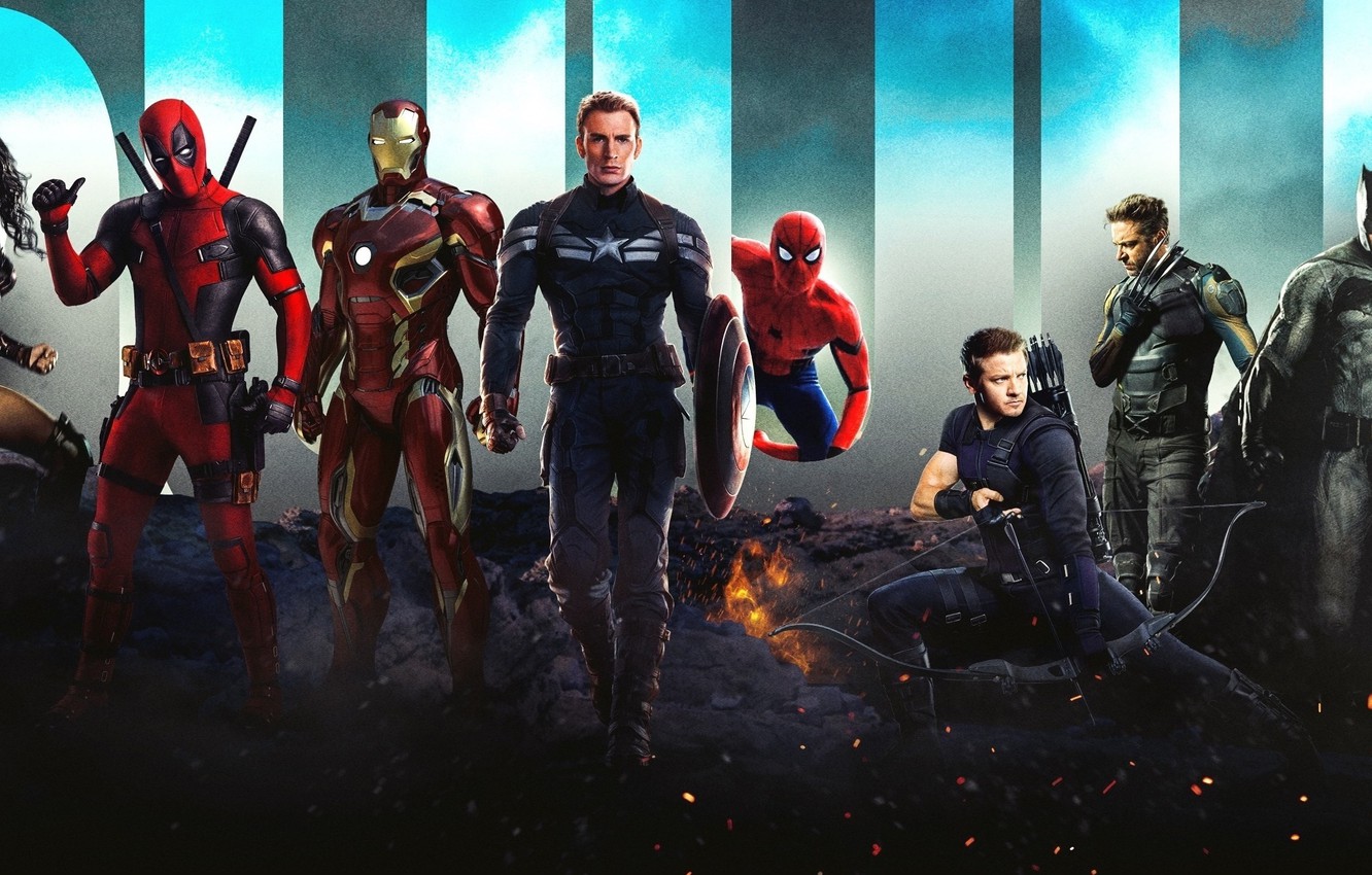 Wallpaper Batman Iron Man Deadpool Spider Superheroes