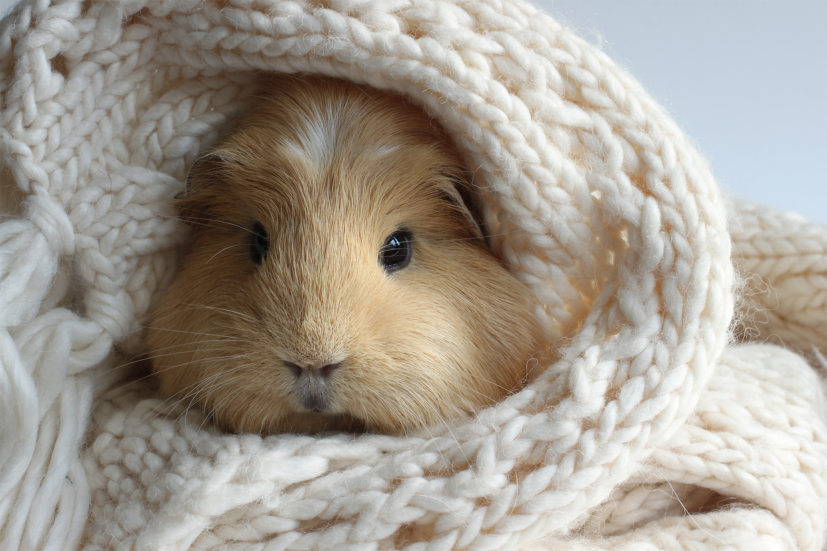 Guinea Pig Scarf Knitted White Wallpaper Animals