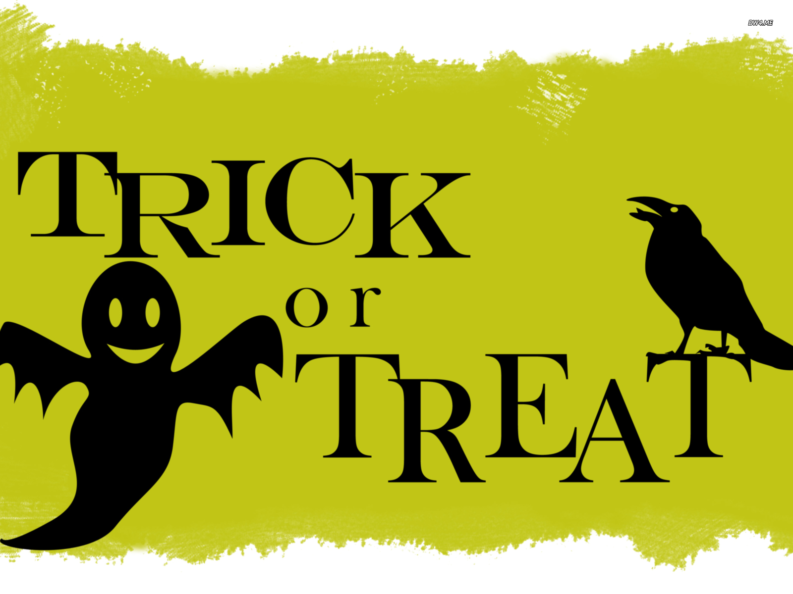 Trick Or Treat Crow And Ghost Wallpaper Holiday