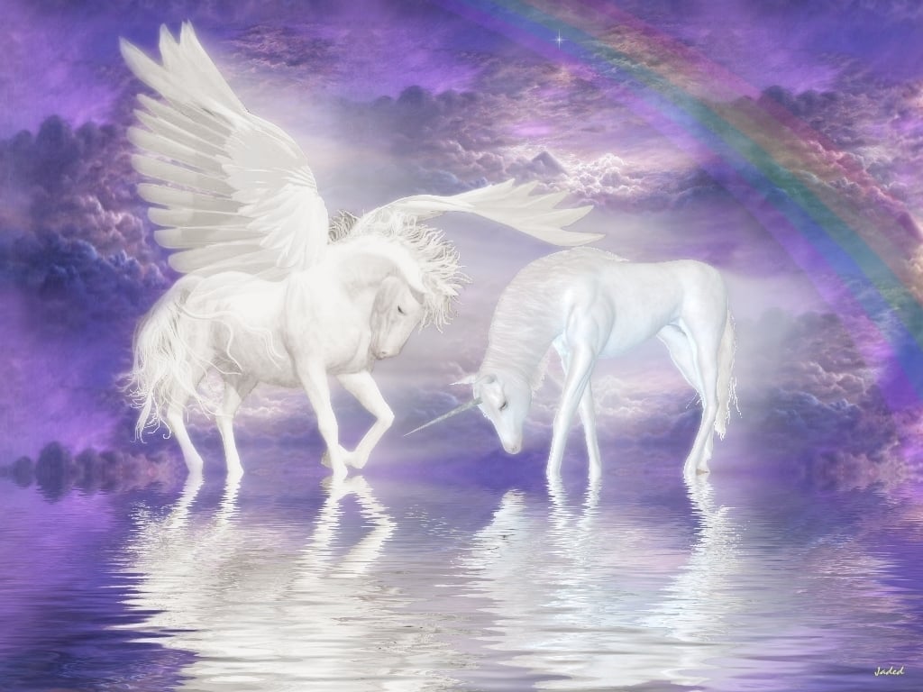 Unicorn and Pegasus Wallpaper   Unicorns Wallpaper 6414665 1024x768