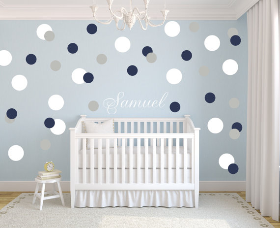 Boys Nursery Polka Dots Decal Bubbles Stickers Name Personalization