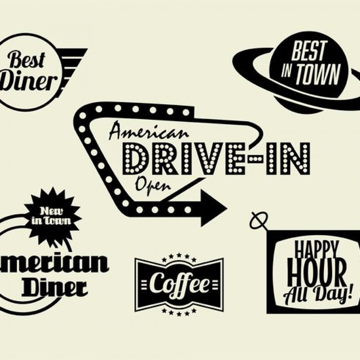 50s Diner Coffee And Fast Food Pack