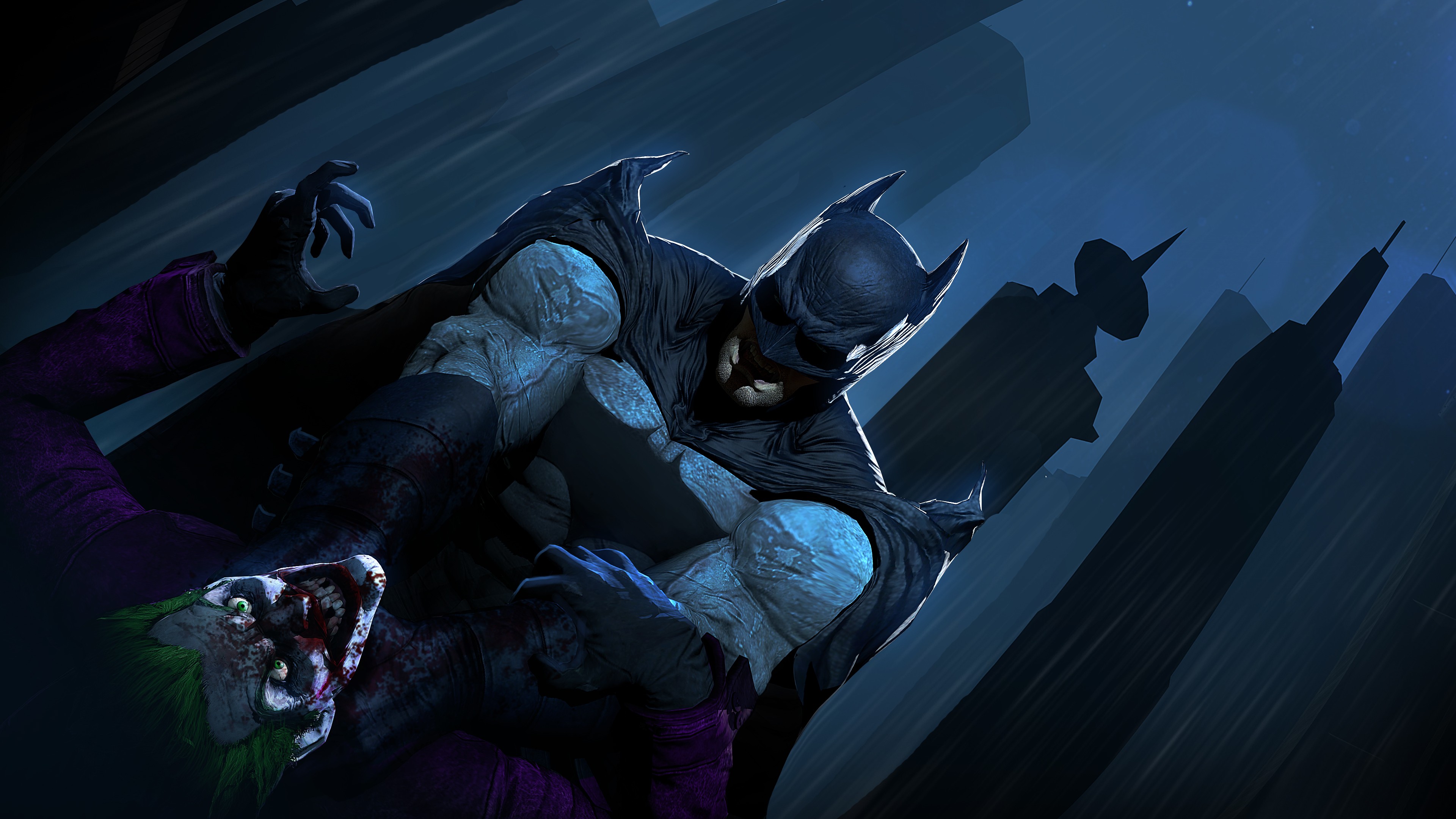Wallpaper anime Batman Joker DC Comics midnight Gotham City 3840x2160