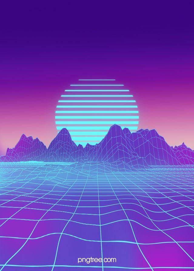 Purple Hills Tech Digital Background Wallpaper Image For