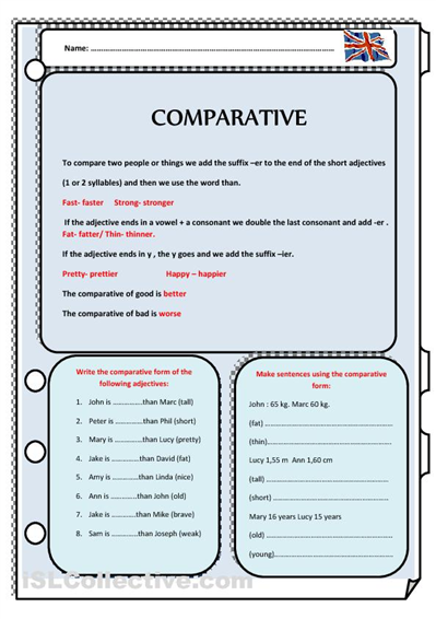 English Teaching Worksheets Parative Adjectives Auto Design Tech