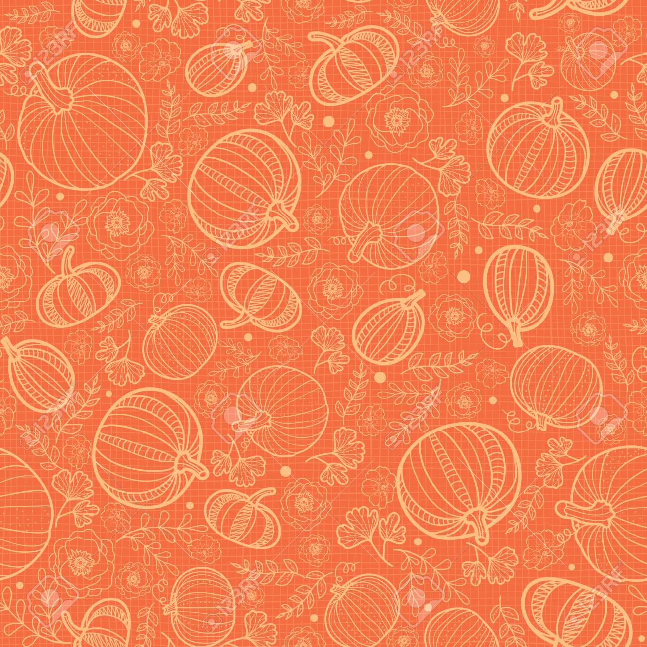 Vector Orange Pumpkins Texture Seamless Repeat Pattern Background