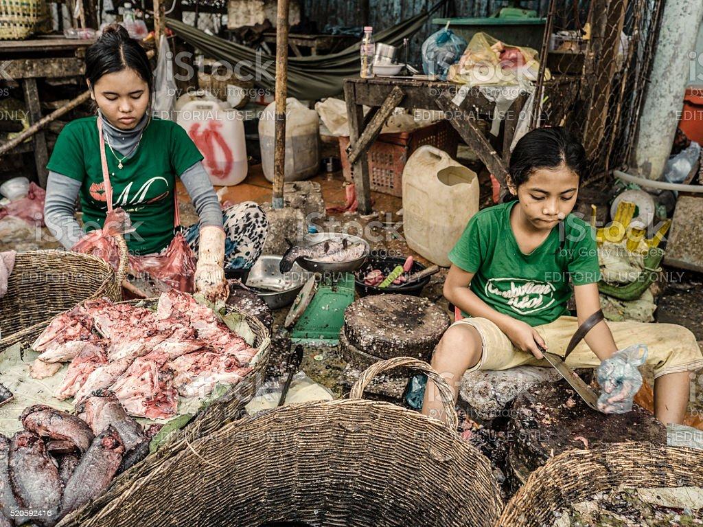 Child Labour In A Market Siem Reap Cambodia Stock Photo