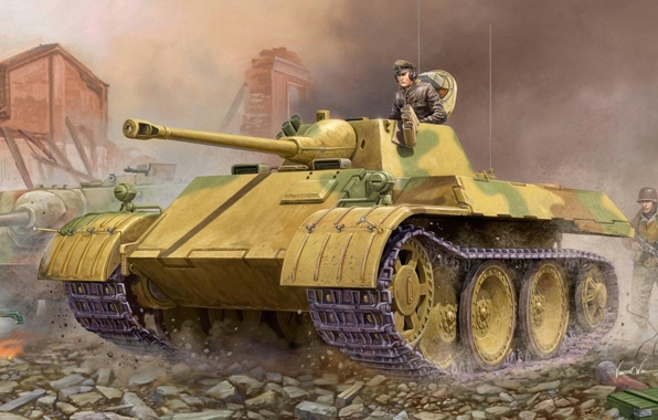 Panther Tank Panzer Ww2 Art War German
