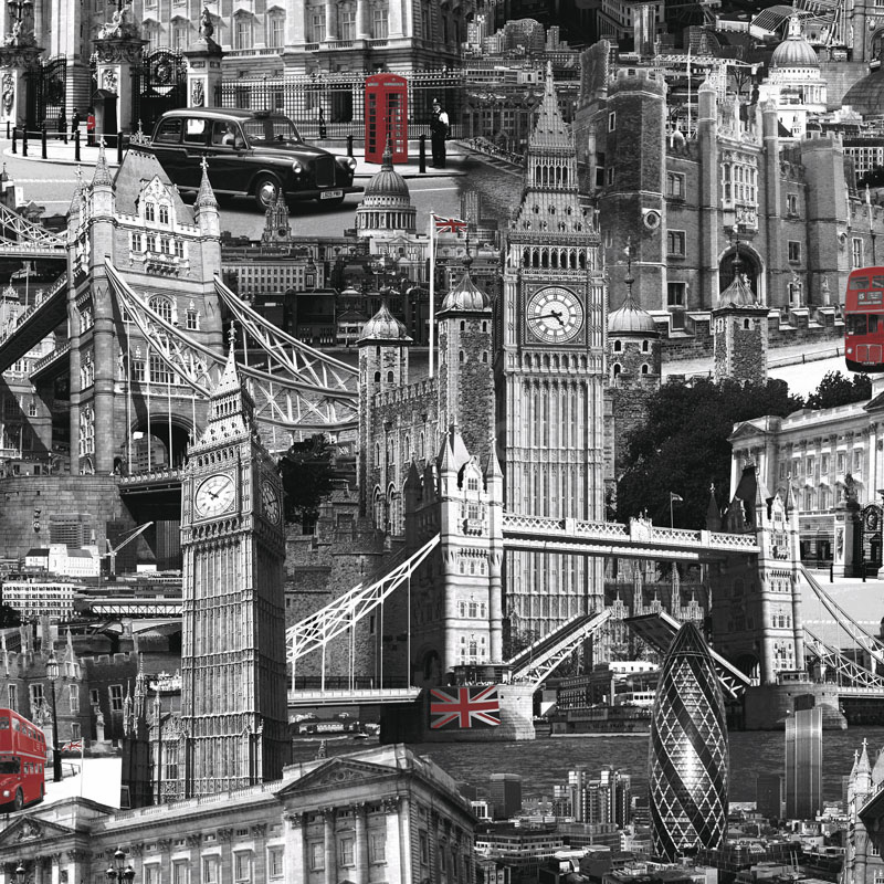 London Wallpaper In Black White And Red At Gowallpaper Uk