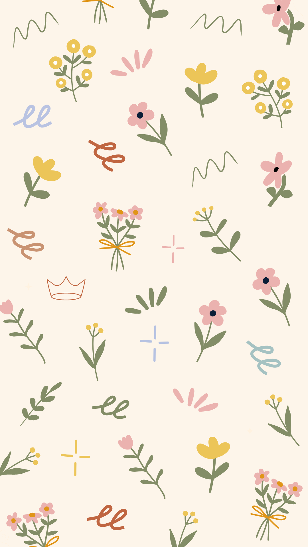 Beige Minimalist Cute Spring Blossom And Wreath Pattern Phone