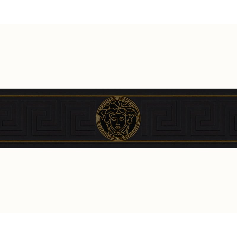 Versace Home Greek Key Black and Gold Luxury Wallpaper Border by AS 800x800