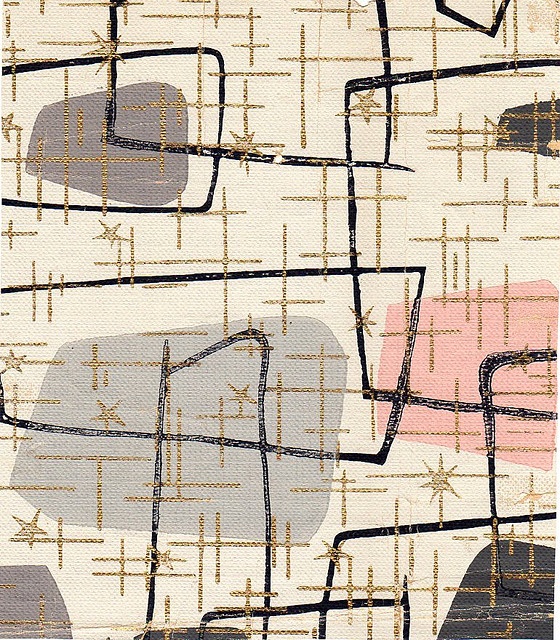 1950s Abstract Atomic Print Wallpaper Vintage Textiles Prints