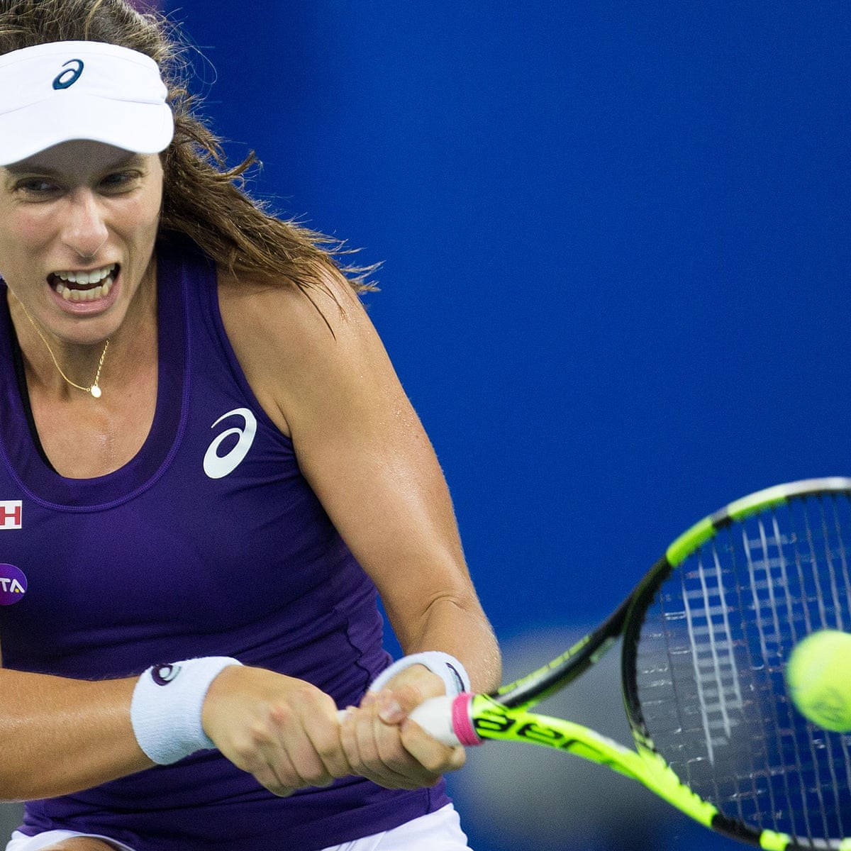 Anastasija Sevastova Smashing Yellow Ball Wallpaper