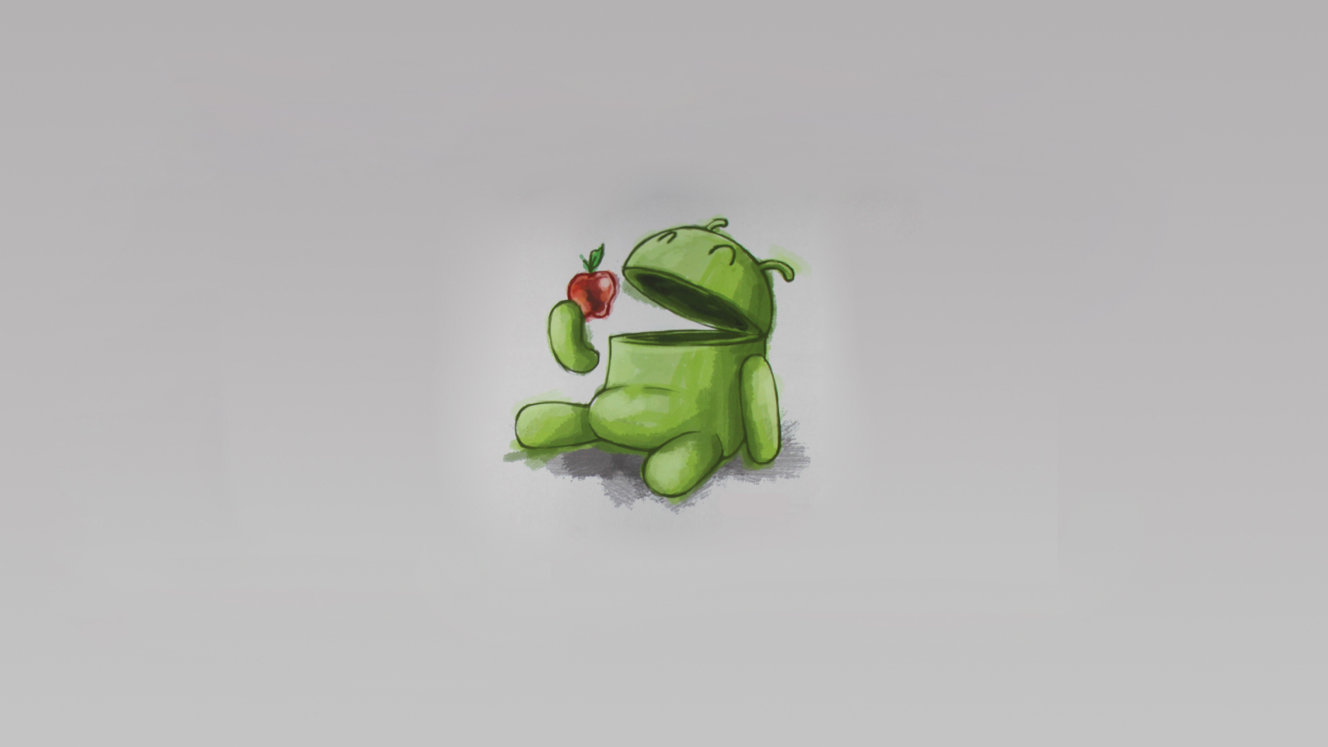 Funny Android Eat Apple Wallpaper Cool