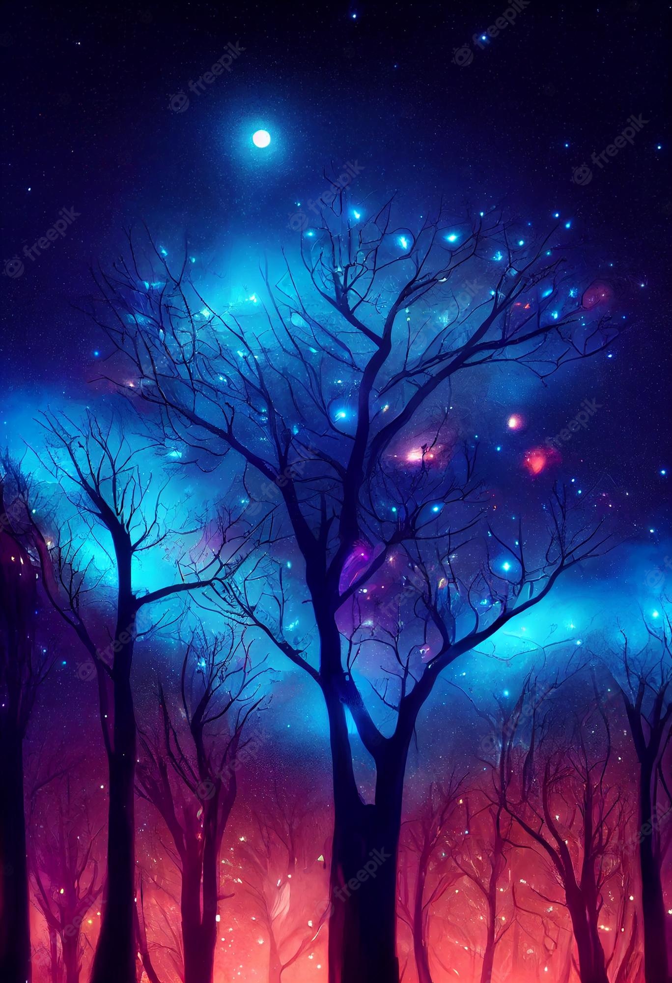 Premium Photo Illustration Fantasy Of Neon Forest Glowing