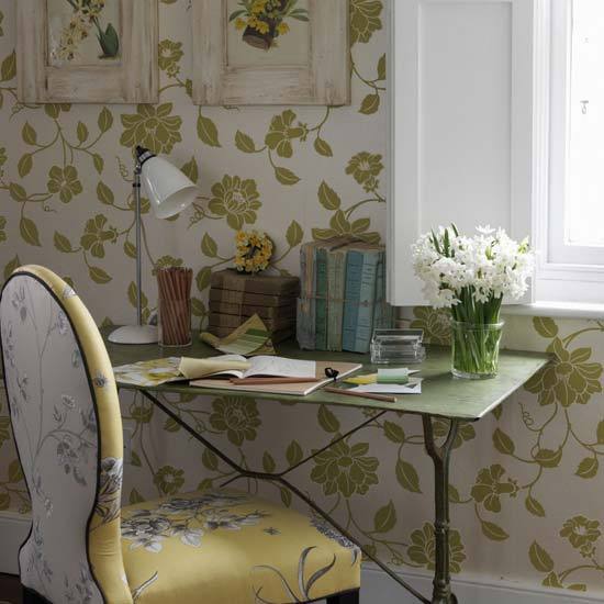 4 Country Style Home Offices Floral Wallpaper Office
