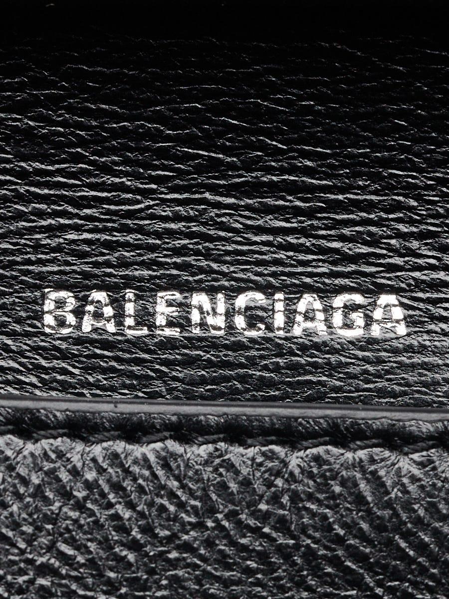 Balenciaga Black Leather Star Print Cash Mini Wallet   Yoogis Closet