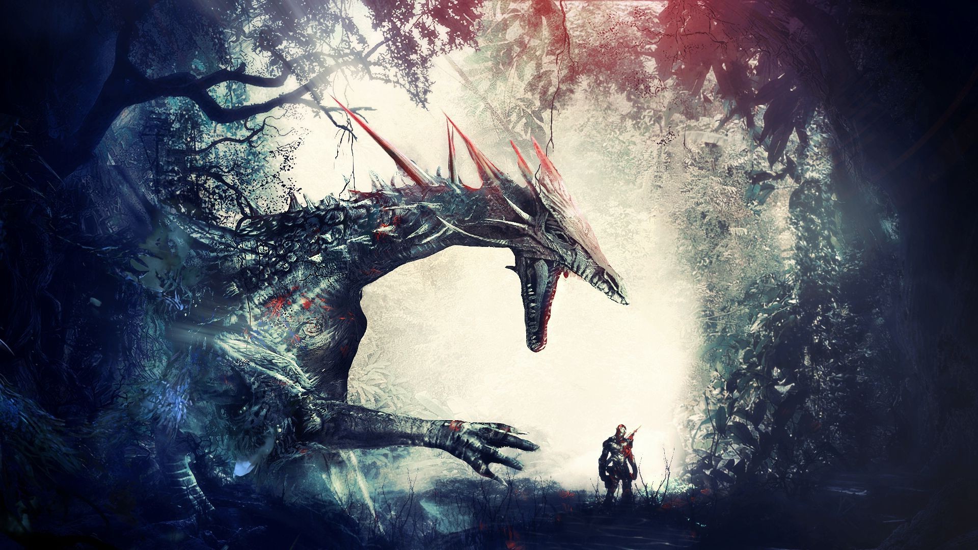 Artwork Fantasy Art Warrior Dragon Forest Knights