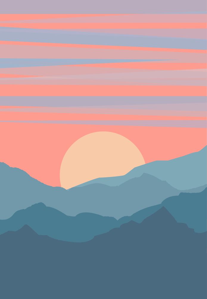 Mountain Sunset Art Print By Cheersma X Small