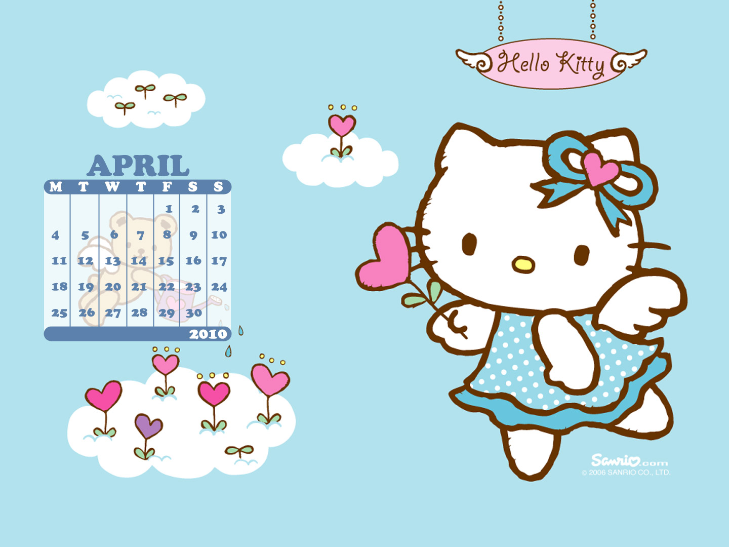 Kittyrulez Exclusive Hello Kitty April Desktop Calendar Wallpaper