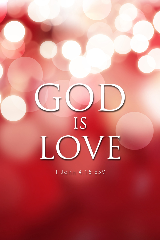 John God Is Love Red Bokeh iPhone Christian Wallpaper