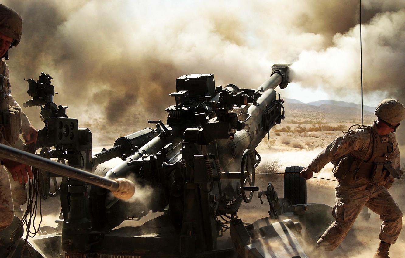 Wallpaper Dust Soldiers Volley Artillery Howitzer Mm