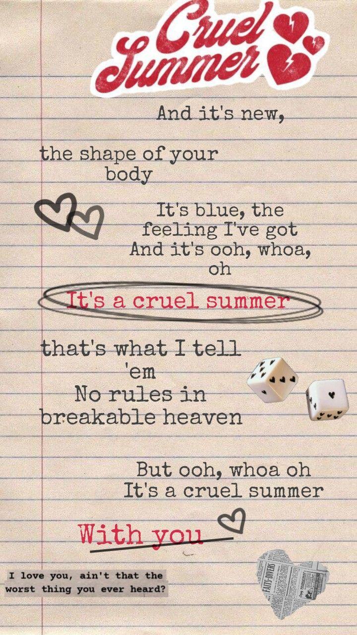 Cruel Summer Wallpaper In Taylor Swift Lyrics