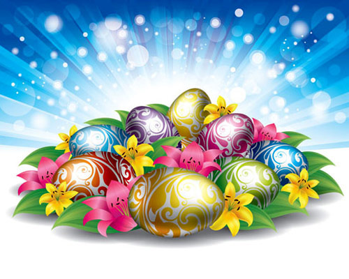 Stock Easter Eggs Background Vector Background Grass