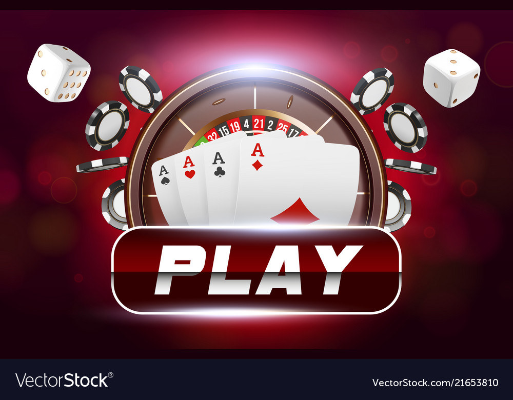 Casino Background Roulette Wheel With Playing Vector Image