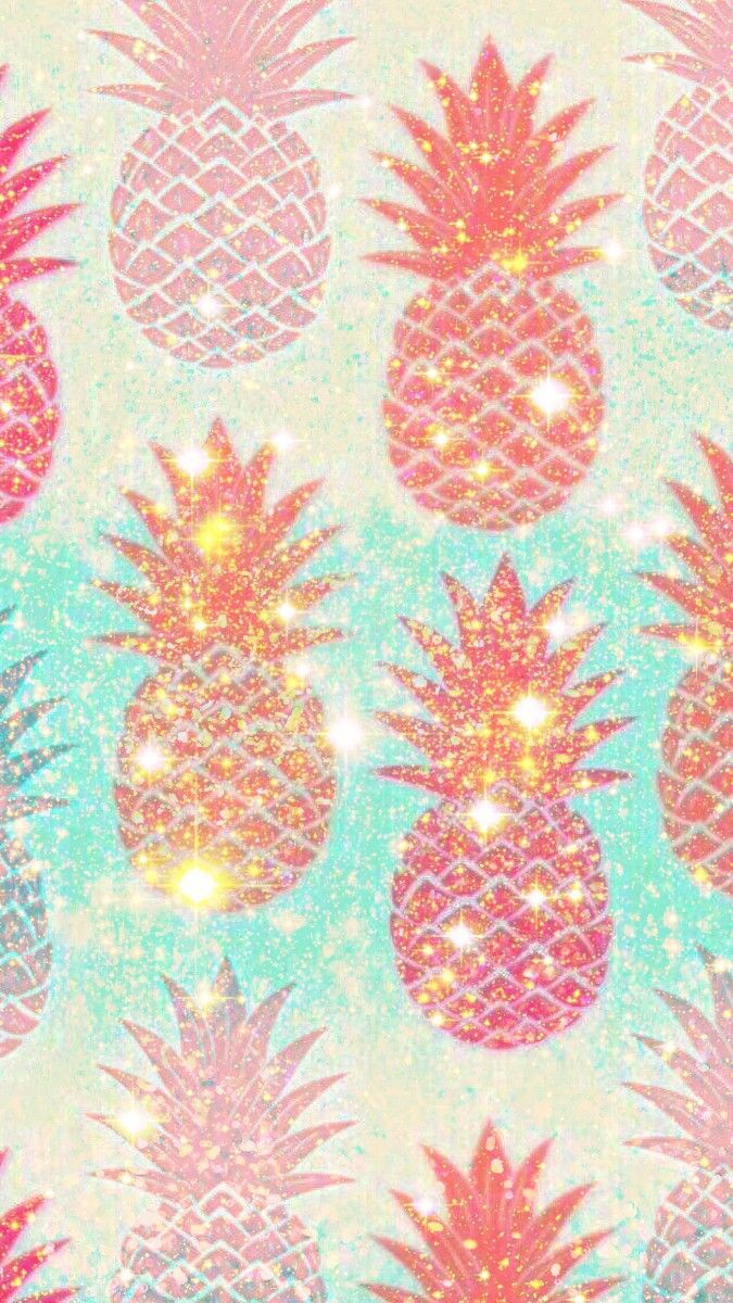Glittery Coral Pineapples Made By Me Pink Galaxy Wallpaper