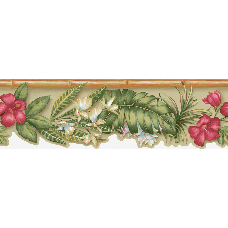 Roth Beige Tropical Flower Prepasted Wallpaper Border At