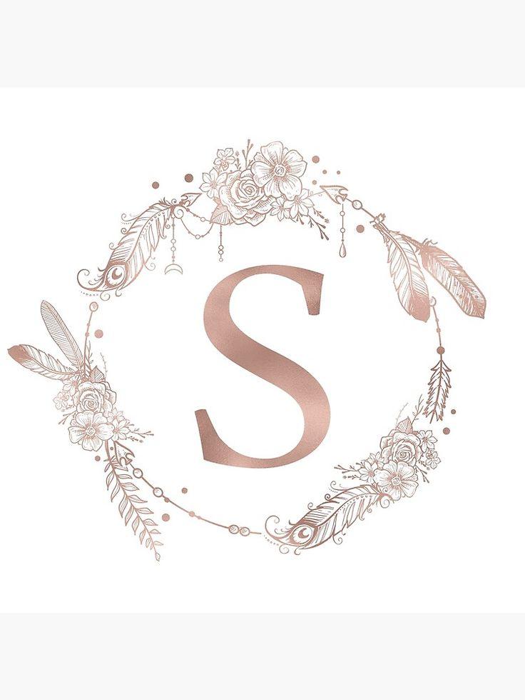 Letter S Rose Gold Pink Initial Monogram Print By