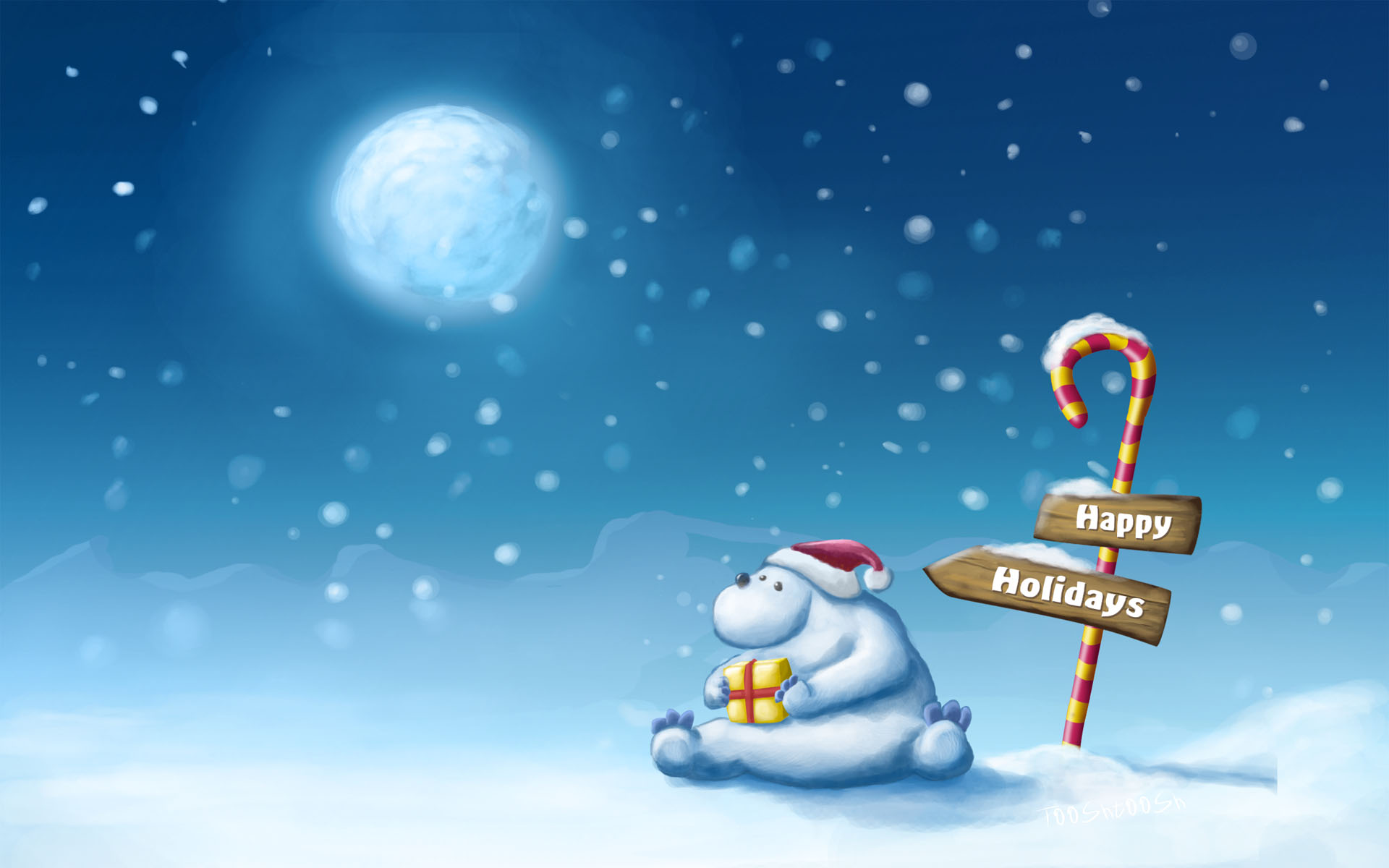 Polar Bear Christmas Snow Present Gift Holiday Holidays