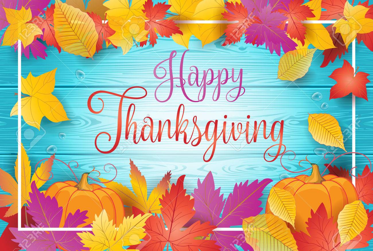 Happy Thanksgiving Wallpaper With Lettering Pumpkin And Fall