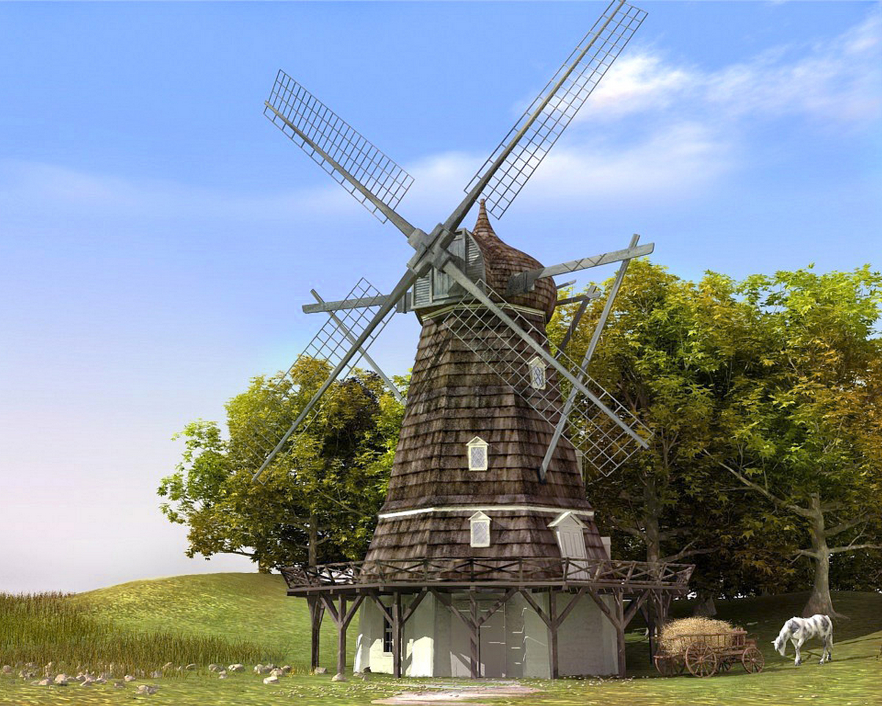 Denmark Windmill European Buildings And Landmarks Wallpaper Image
