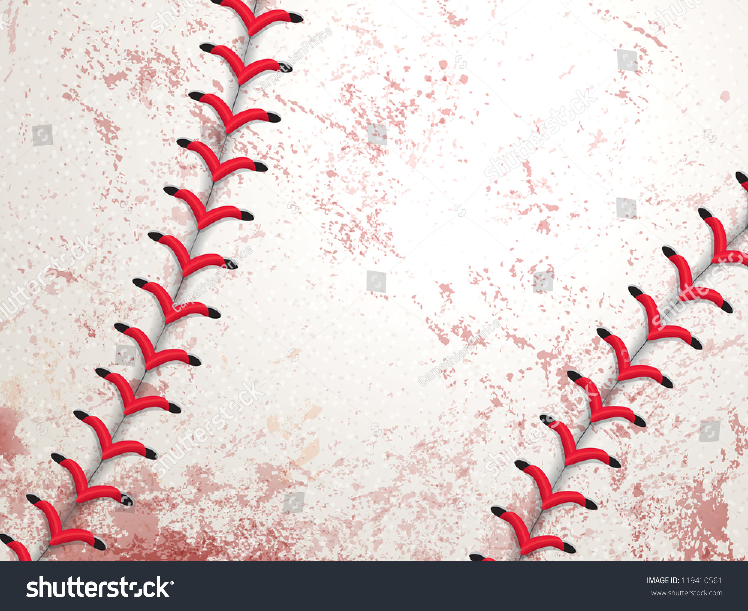 Grunge Baseball Background Showing Closeup Used Stock