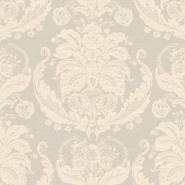 Cream And Silver Harvest Damask Wallpaper Wall Sticker Outlet