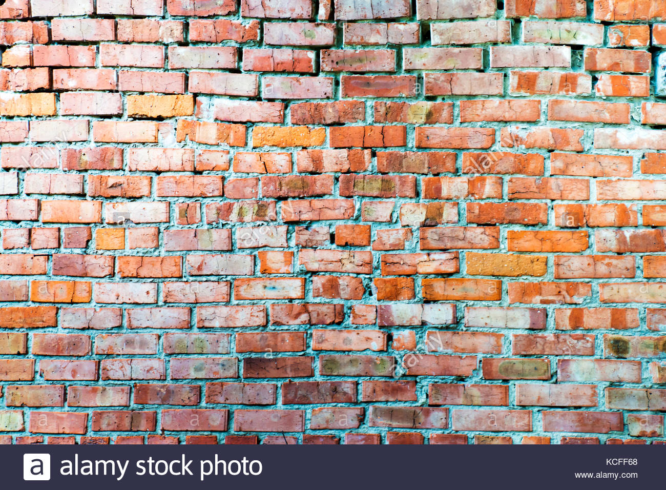 Ugly Old Red Brick Wall Background Stock Photo