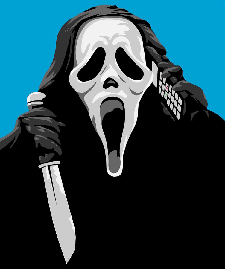 Ghostface Blue Background Painting By Ian King