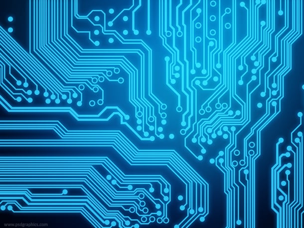 Blue circuit board background in a high resolution Electronics and