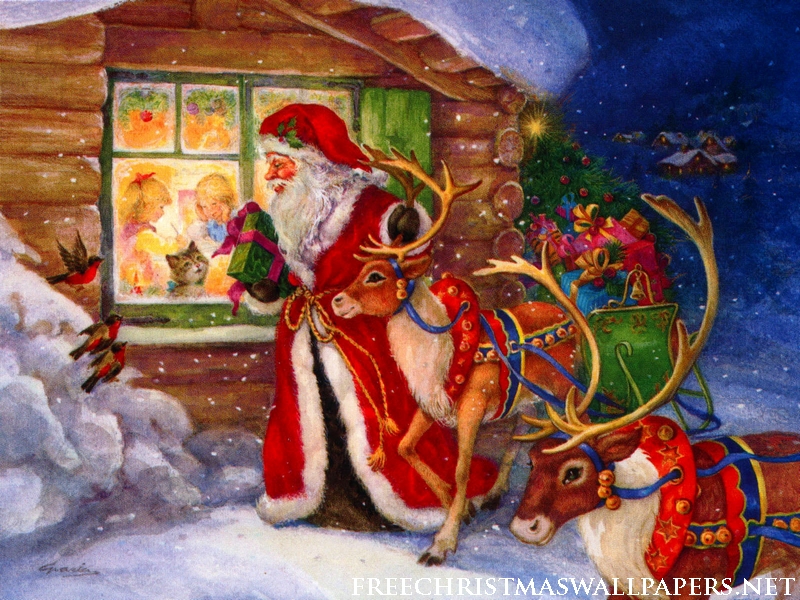 Santa Claus And Reindeers